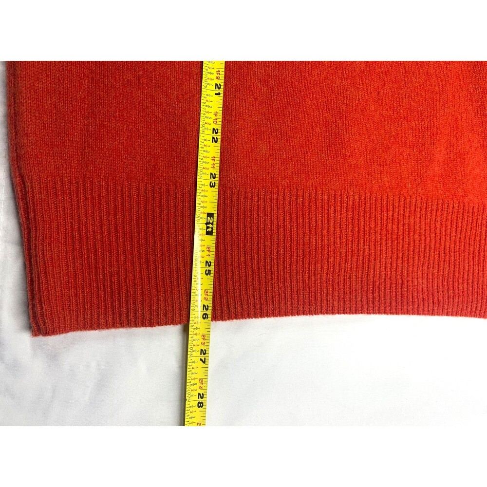 Only Mine Cashmere Sweater Large L Red Orange V-Neck Knit Luxury - Picture 6 of 7